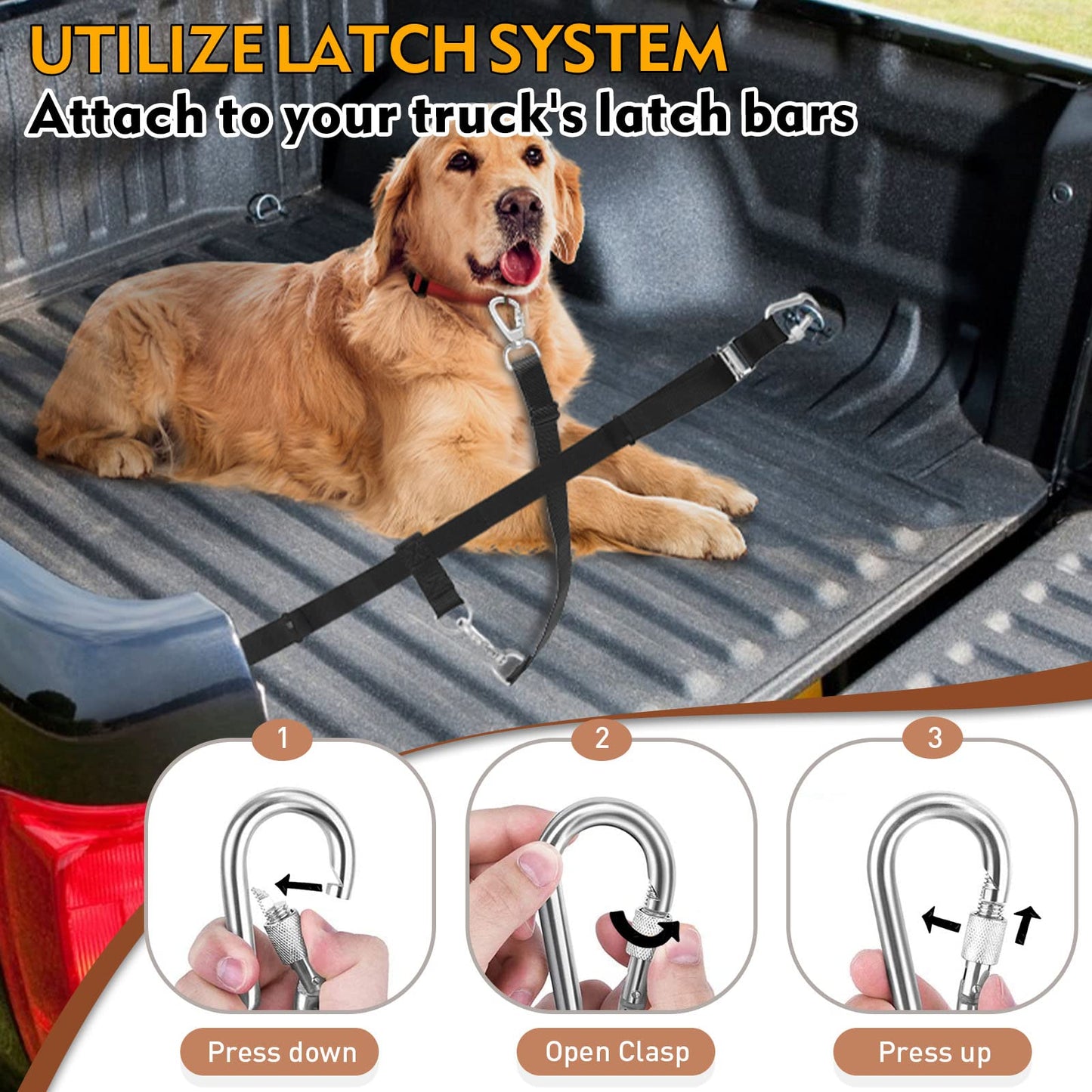 Snagle Paw Dog Leash for Truck Bed, Up to 150 lbs, 1 or 2 Dogs