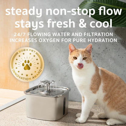 2.8L Stainless Steel Automatic Pet Water Fountain