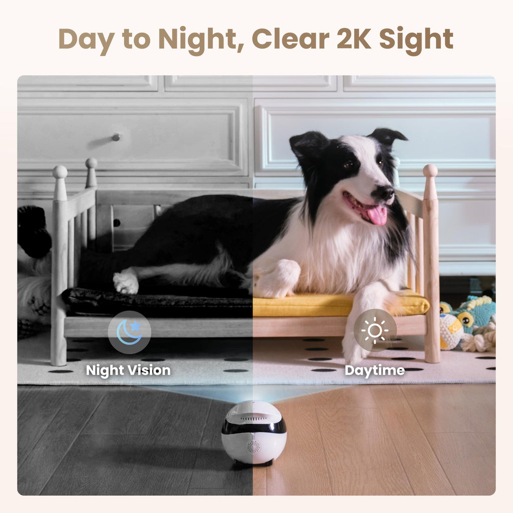 2K Smart Pet Camera Robot with Two-Way Talk & Night Vision