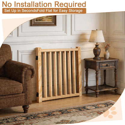 Wooden Freestanding Pet Gate for Doorways & Stairs
