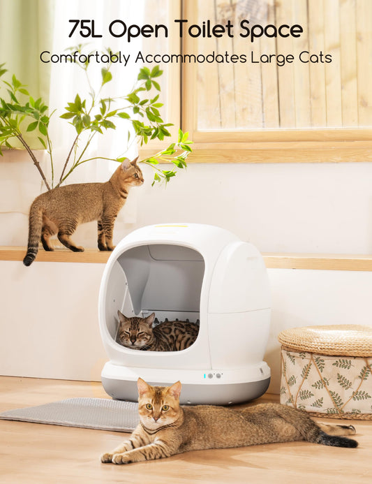 75L Smart Self-Cleaning Litter Box with App & Odor Control