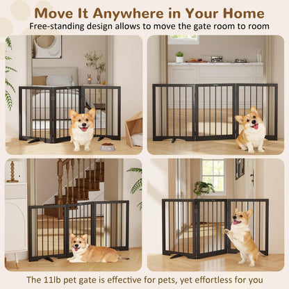 Freestanding Foldable Pet Gate with Stability Support Feet