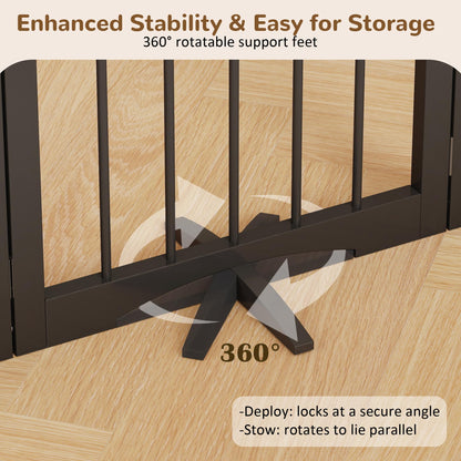 Freestanding Foldable Pet Gate with Stability Support Feet