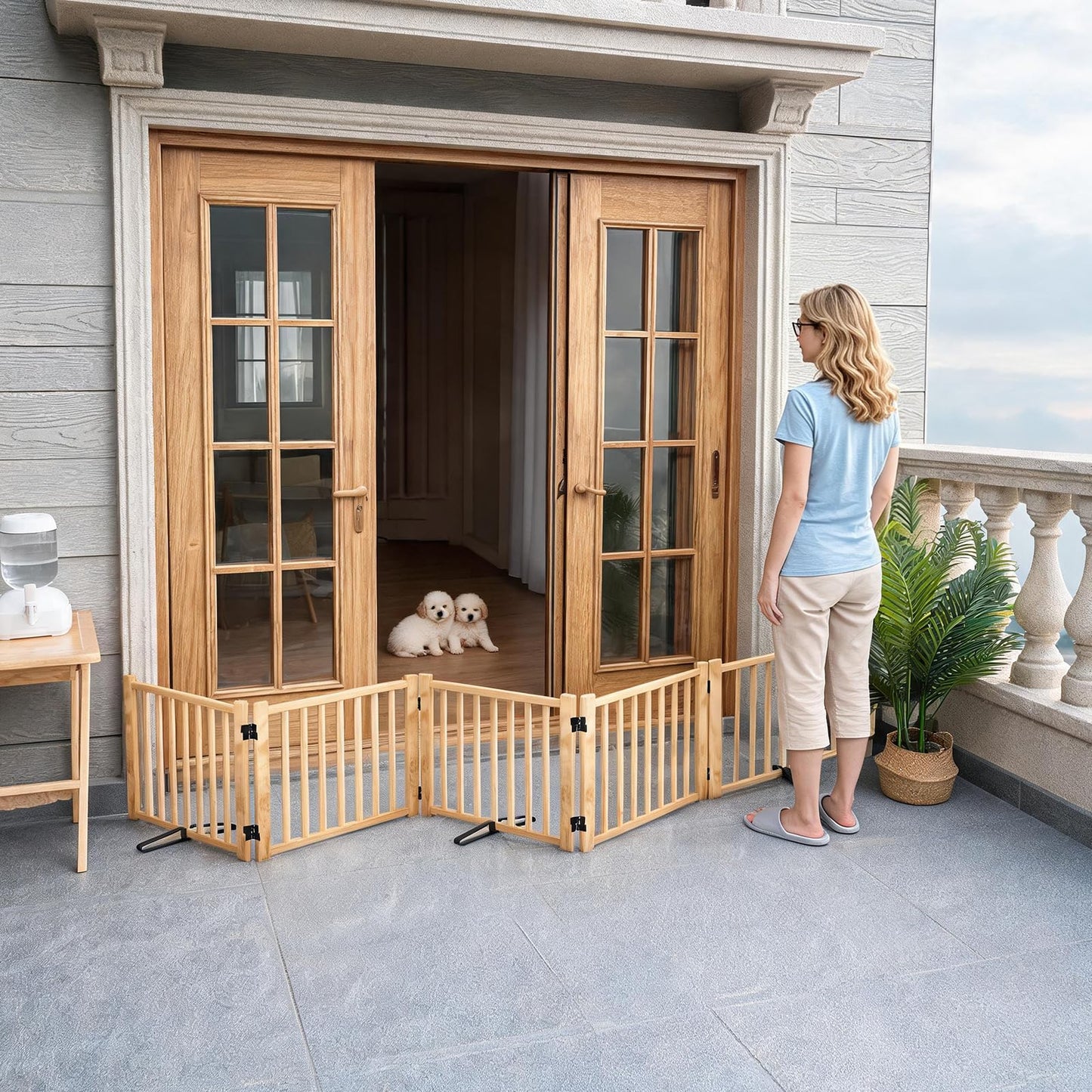 Wooden Freestanding Pet Gate for Doorways & Stairs