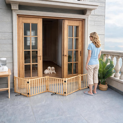Wooden Freestanding Pet Gate for Doorways & Stairs