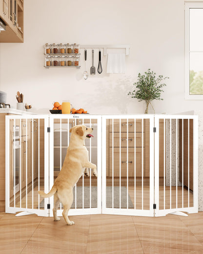 Freestanding Foldable Pet Gate with Stability Support Feet