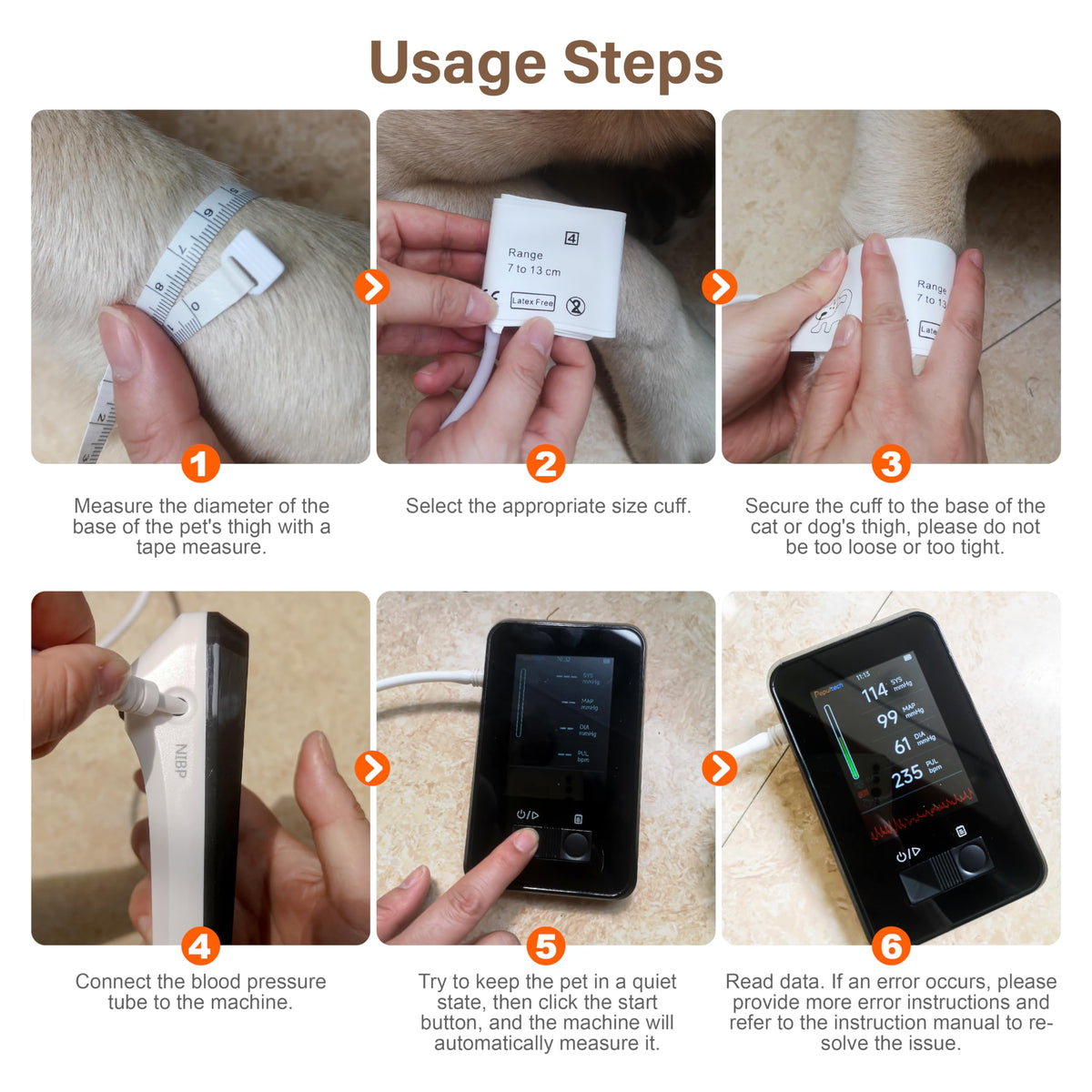 Veterinary Blood Pressure Monitor with 5 Cuffs & Data Memory