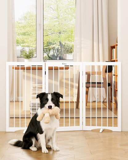 Freestanding Foldable Pet Gate with Stability Support Feet