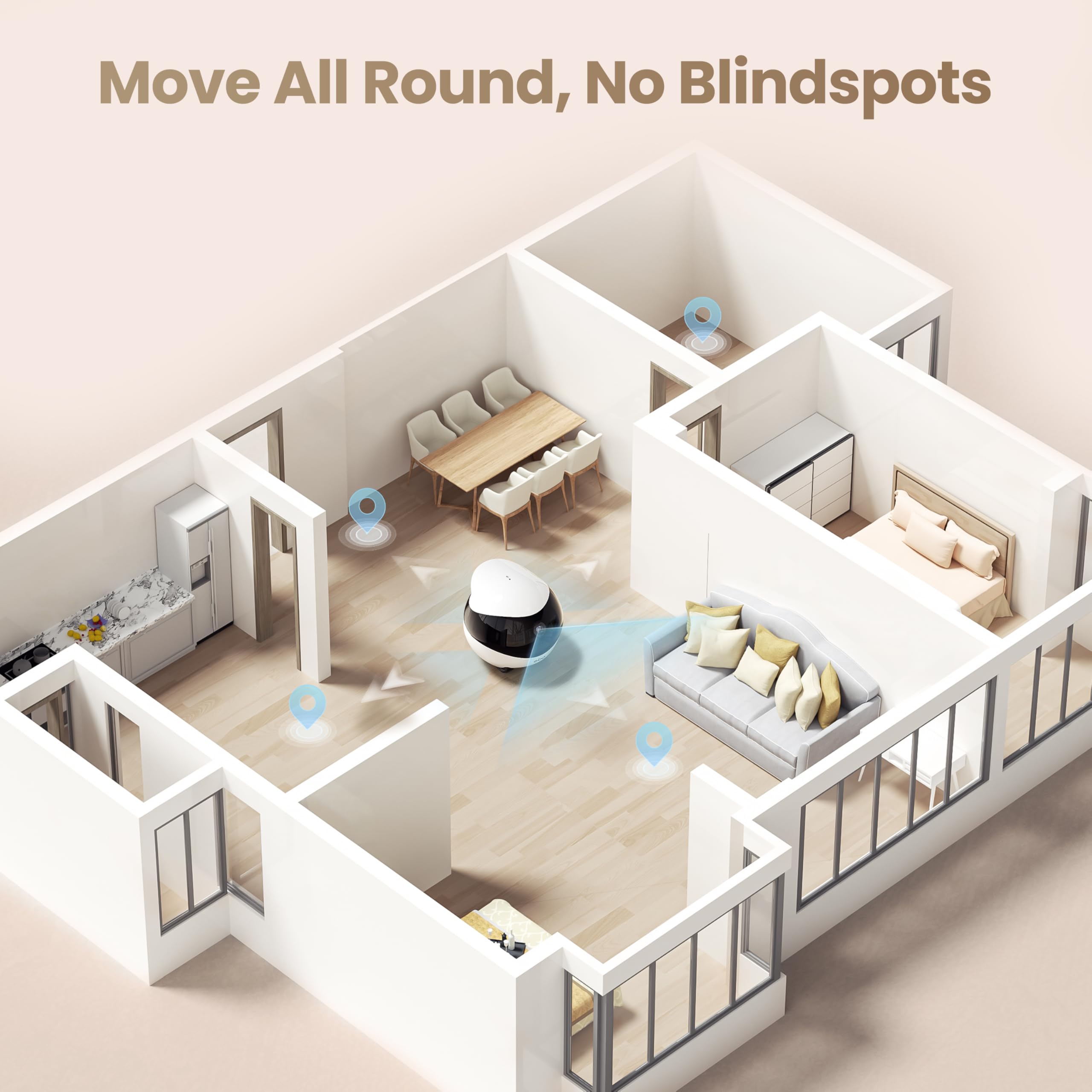 2K Smart Pet Camera Robot with Two-Way Talk & Night Vision