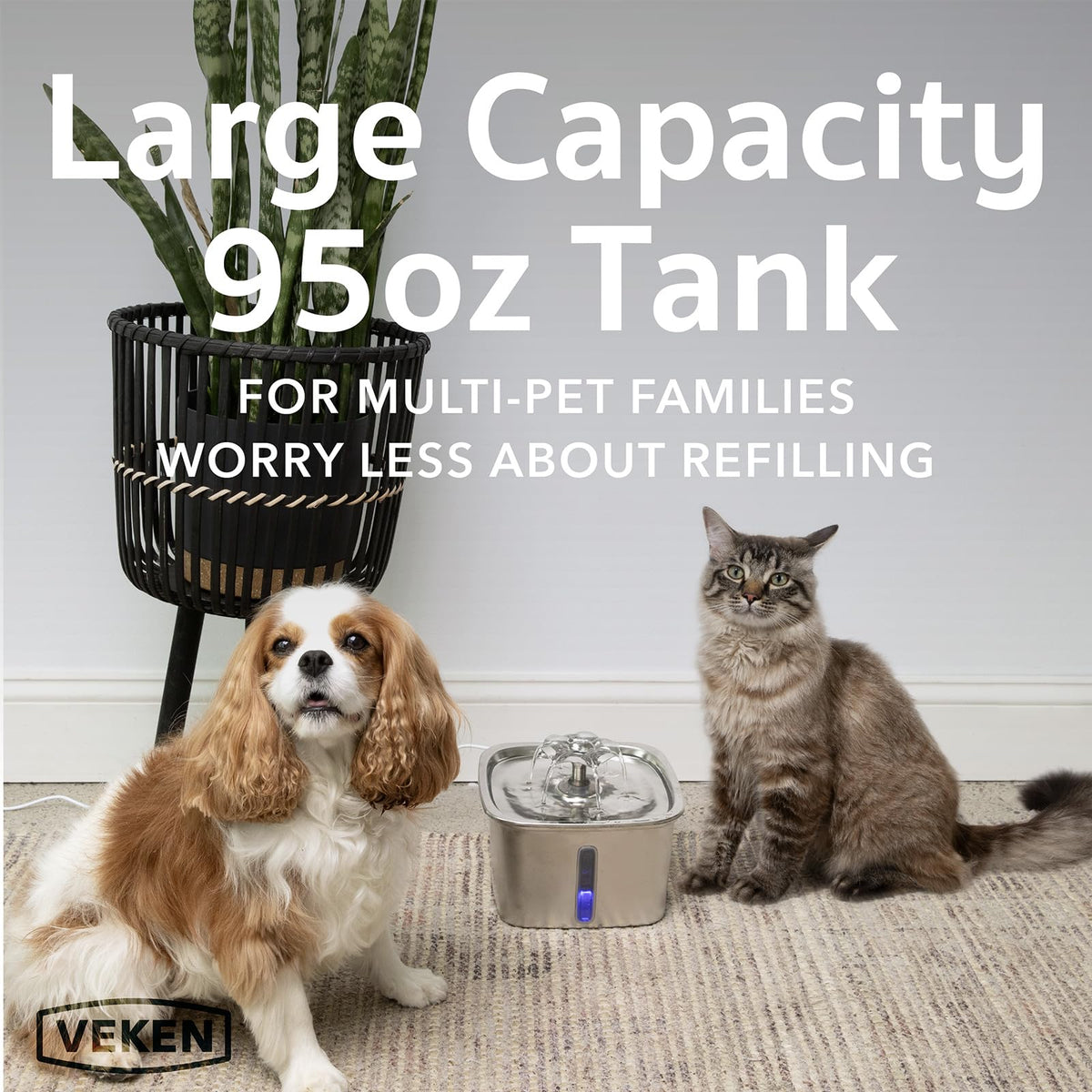 2.8L Stainless Steel Automatic Pet Water Fountain