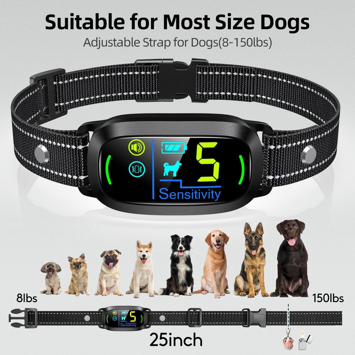 Rechargeable Smart Bark Collar with 5 Sensitivity Levels
