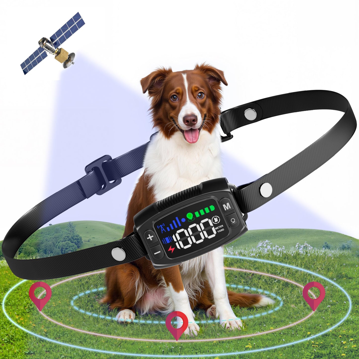 GPS Wireless Dog Fence with Adjustable 33–1000 Yard Range
