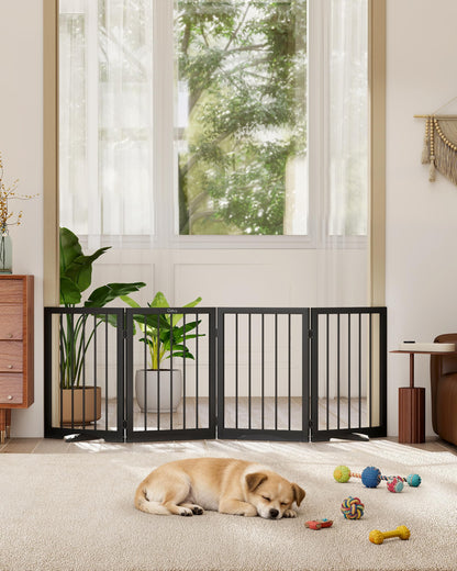Freestanding Foldable Pet Gate with Stability Support Feet