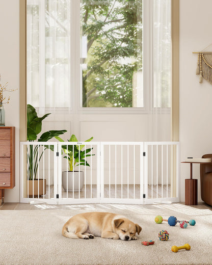 Freestanding Foldable Pet Gate with Stability Support Feet