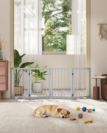 Freestanding Foldable Pet Gate with Stability Support Feet